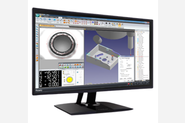 A computer monitor with a 3 d image of an object.