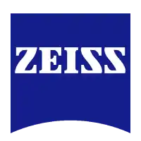 A blue square with the word " zeiss ".